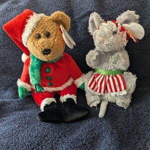 Ty, Inc.  Christmas cheer Ty Beanie Babies - NWT Jinglemouse & Kringle Bear